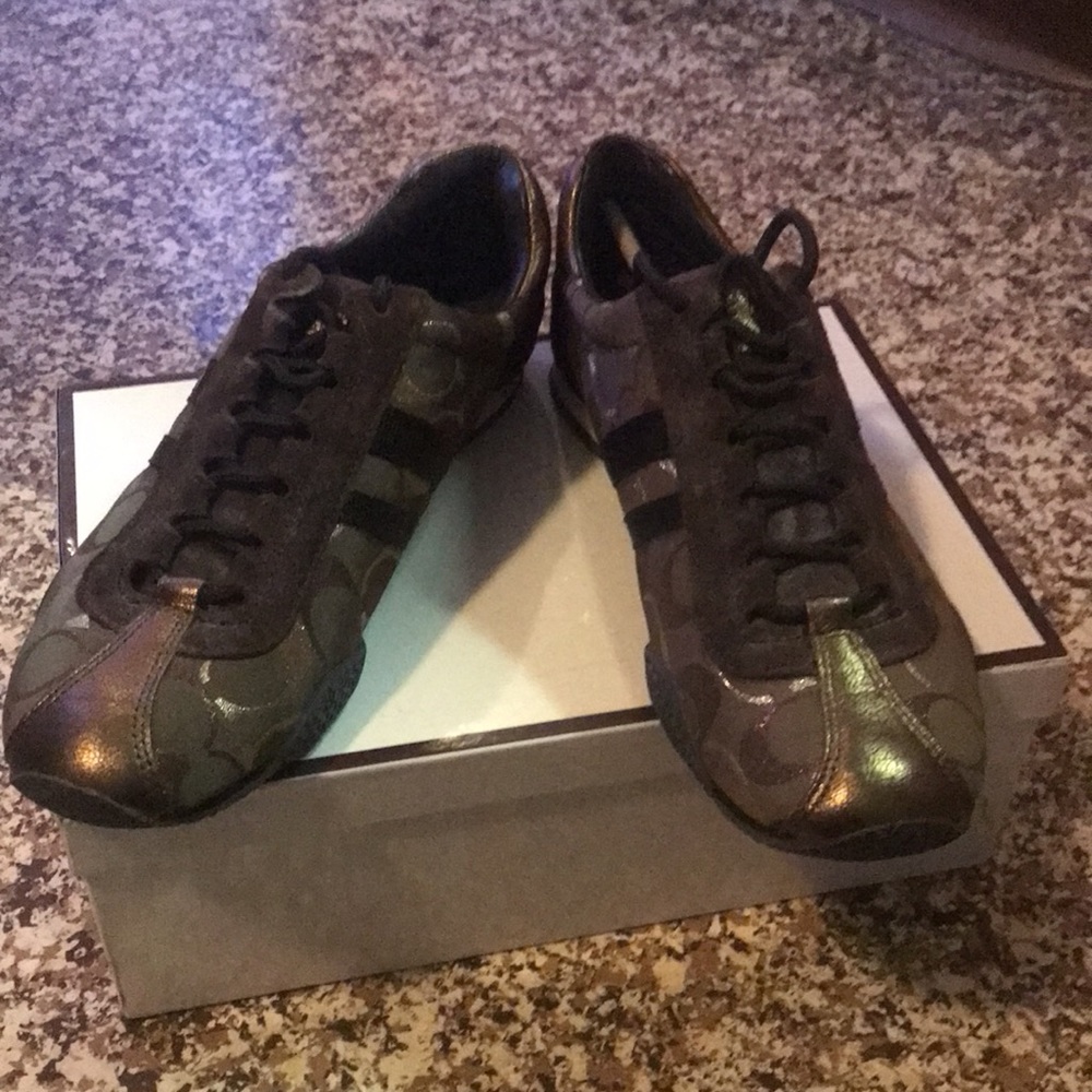 Coach Kate 12CM MET/MET/SD Metallic Bronze and Brown Sneakers - Picture 15 of 16